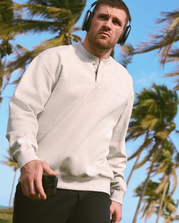 YPB neoKNIT Henley Sweatshirt, Light Heather Gray view 1