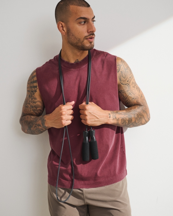 YPB Performance Cotton-Blend Muscle Tank, Wine Red view 1