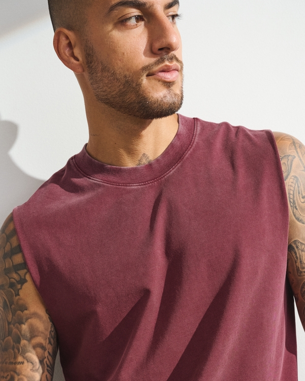 YPB Performance Cotton-Blend Muscle Tank, Wine Red view 2