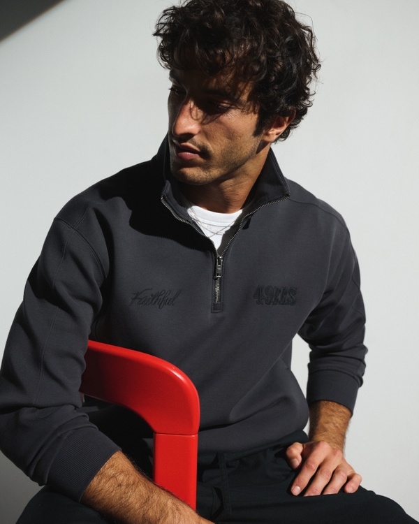San Francisco 49ers neoKNIT MAX Half-Zip Sweatshirt, Black-49ers view 1