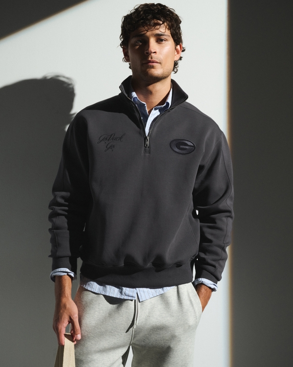 Green Bay Packers neoKNIT MAX Half-Zip Sweatshirt, Black-packers view 1