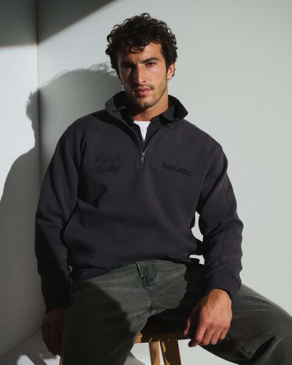 Las Vegas Raiders neoKNIT MAX Half-Zip Sweatshirt, Black-raiders view 1