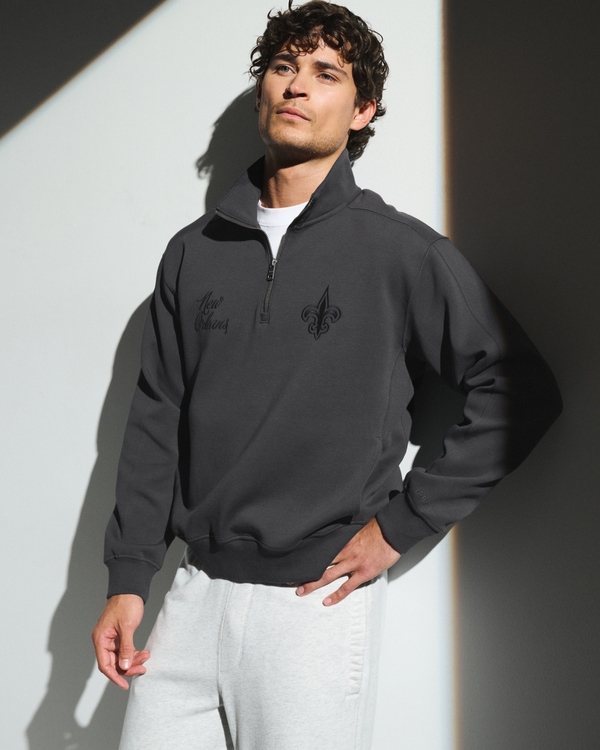 New Orleans Saints neoKNIT MAX Half-Zip Sweatshirt, Black-saints view 1