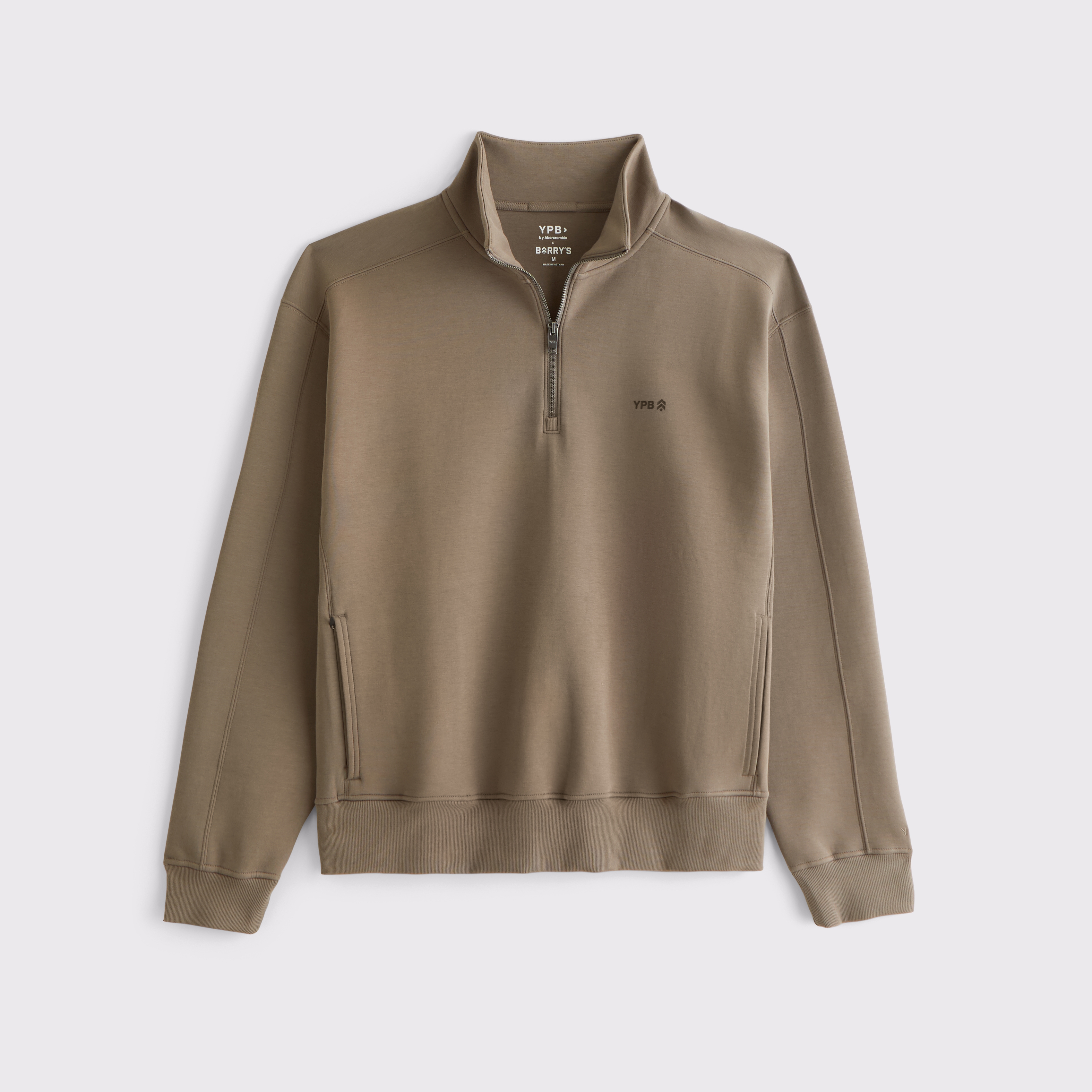 Мужские толстовки Abercrombie & Fitch YPB Barry's neoKNIT MAX Half-Zip, цвет: Серо-коричневый — фото 1