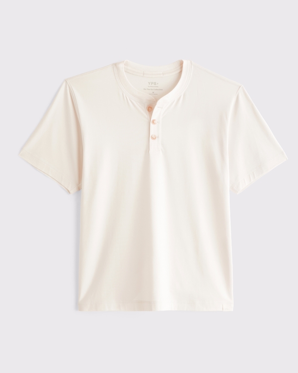 YPB On The Go Short-Sleeve Henley, Cream view 1