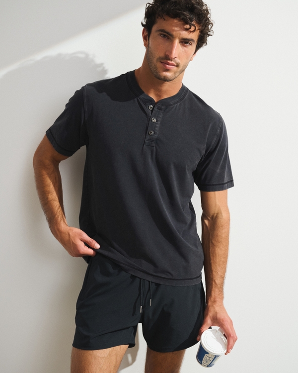 YPB On The Go Short-Sleeve Henley, Charcoal view 1