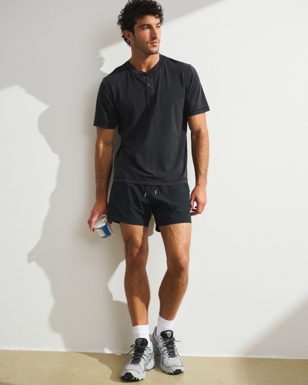 YPB On The Go Short-Sleeve Henley, Charcoal view 2
