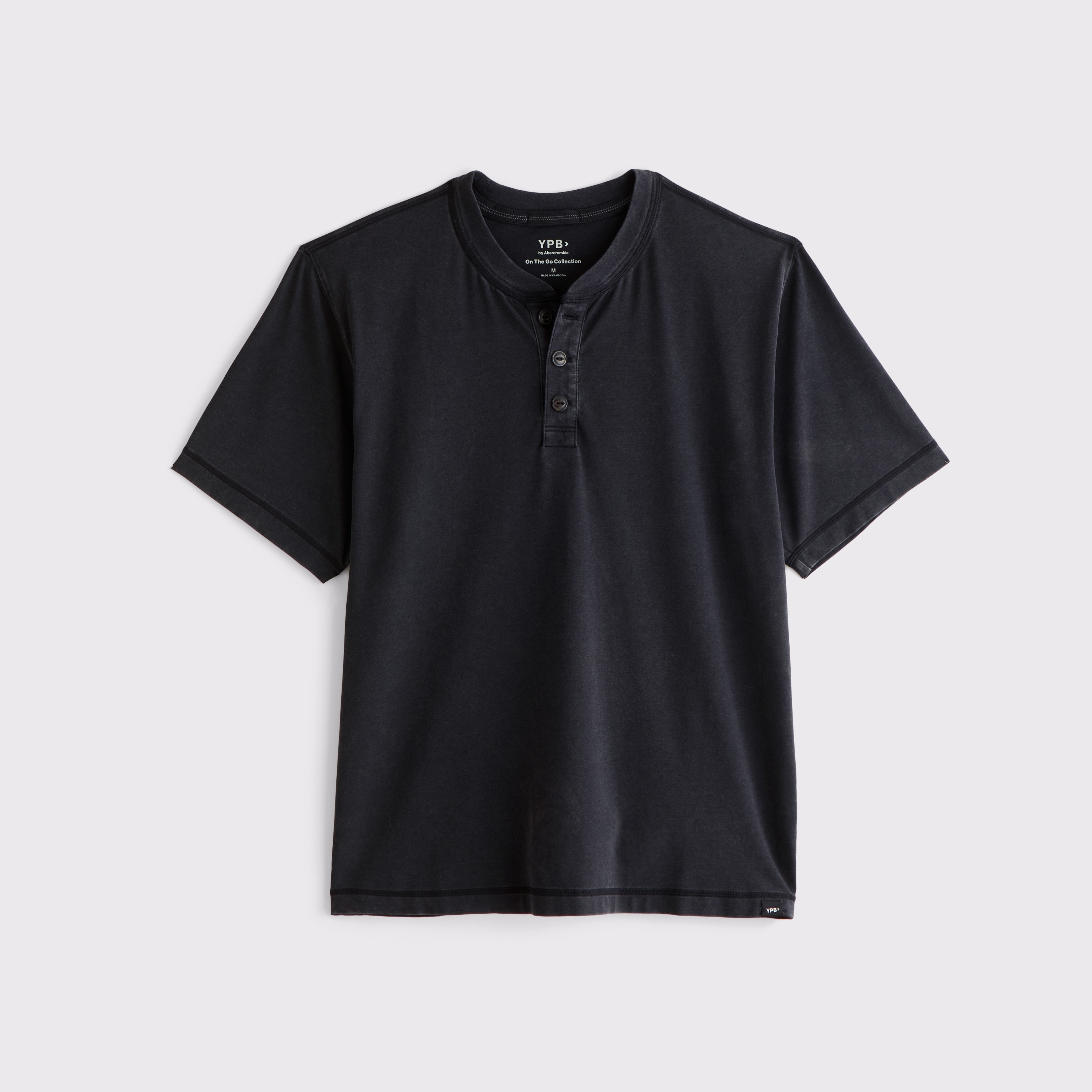 Мужской топ Abercrombie & Fitch YPB On The Go Short-Sleeve Henley, цвет: Угольный — фото 1