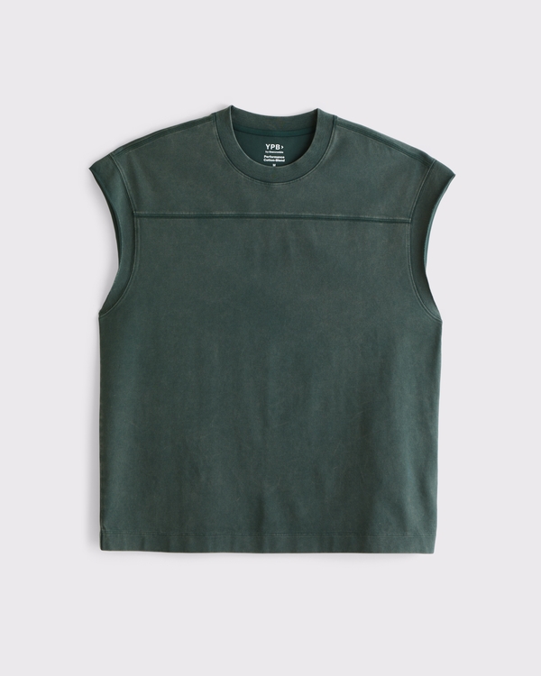 YPB Performance Cotton-Blend Extended Shoulder Tank, Dark Spruce view 1