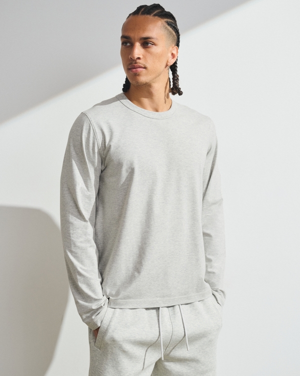 YPB Active Cotton Long Sleeve Tee, Gray Heather view 1