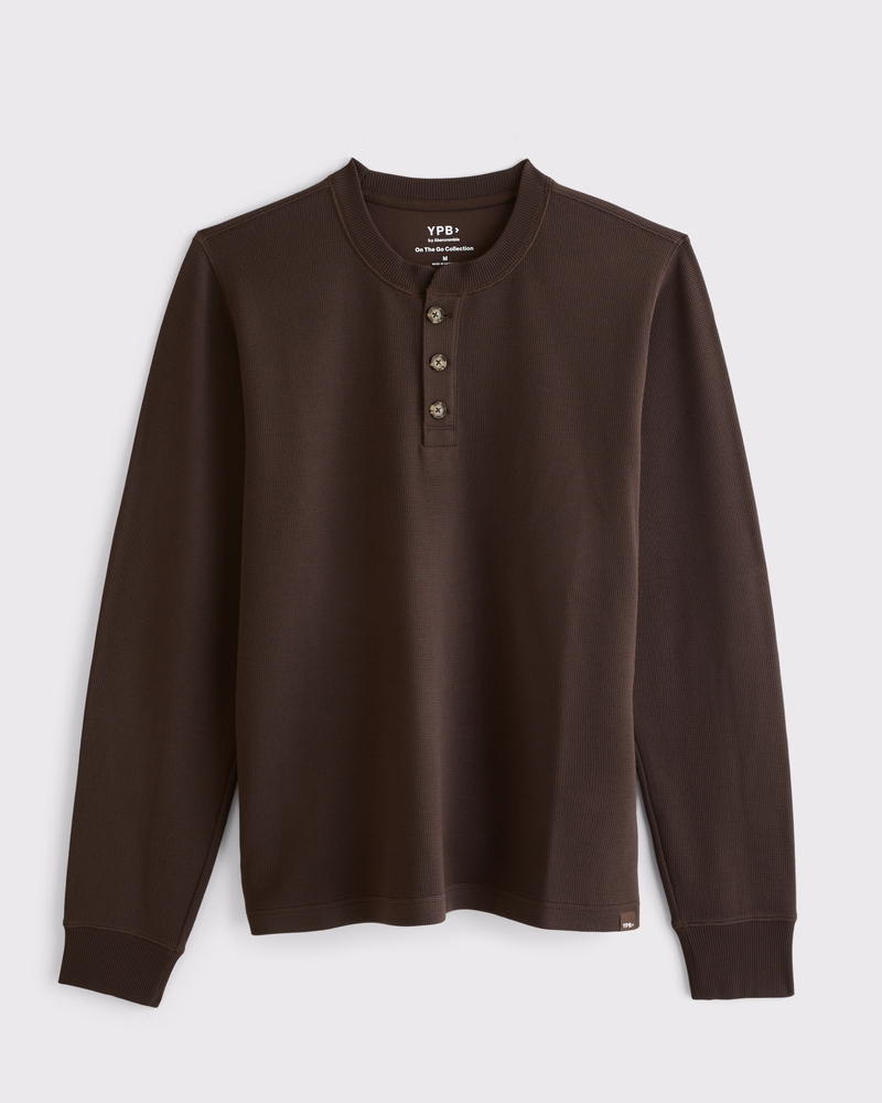 Men's YPB Active Waffle Texture Long-Sleeve Henley Tee | Men's