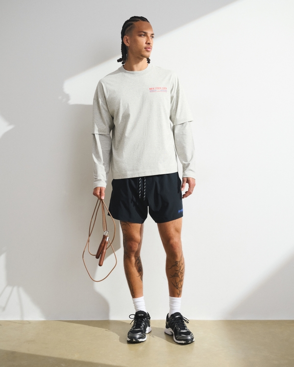 YPB Performance Cotton-Blend Gym Tee, Heather Gray view 2