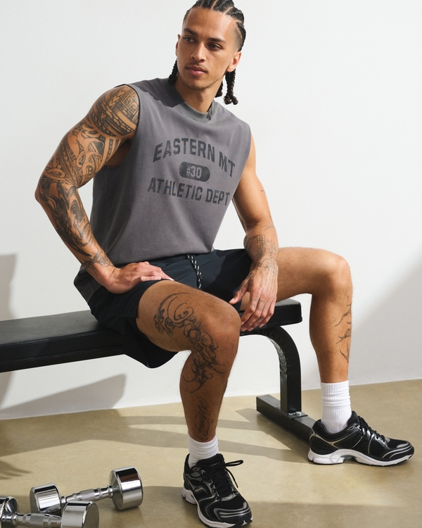 YPB Performance Cotton-Blend Muscle Tank, Dark Gray view 1