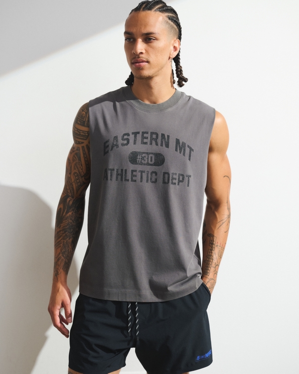 YPB Performance Cotton-Blend Muscle Tank, Dark Gray view 2