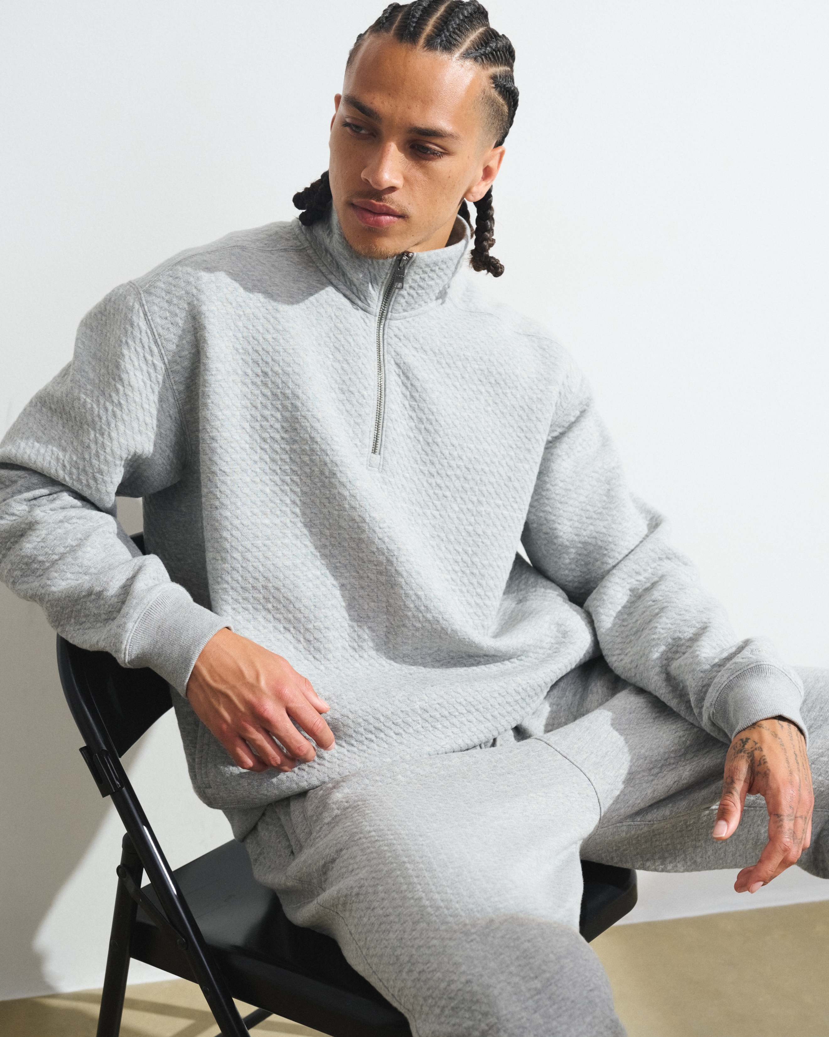 Мужские худи Abercrombie & Fitch YPB Waffle Texture Half-Zip Sweatshirt — фото 2