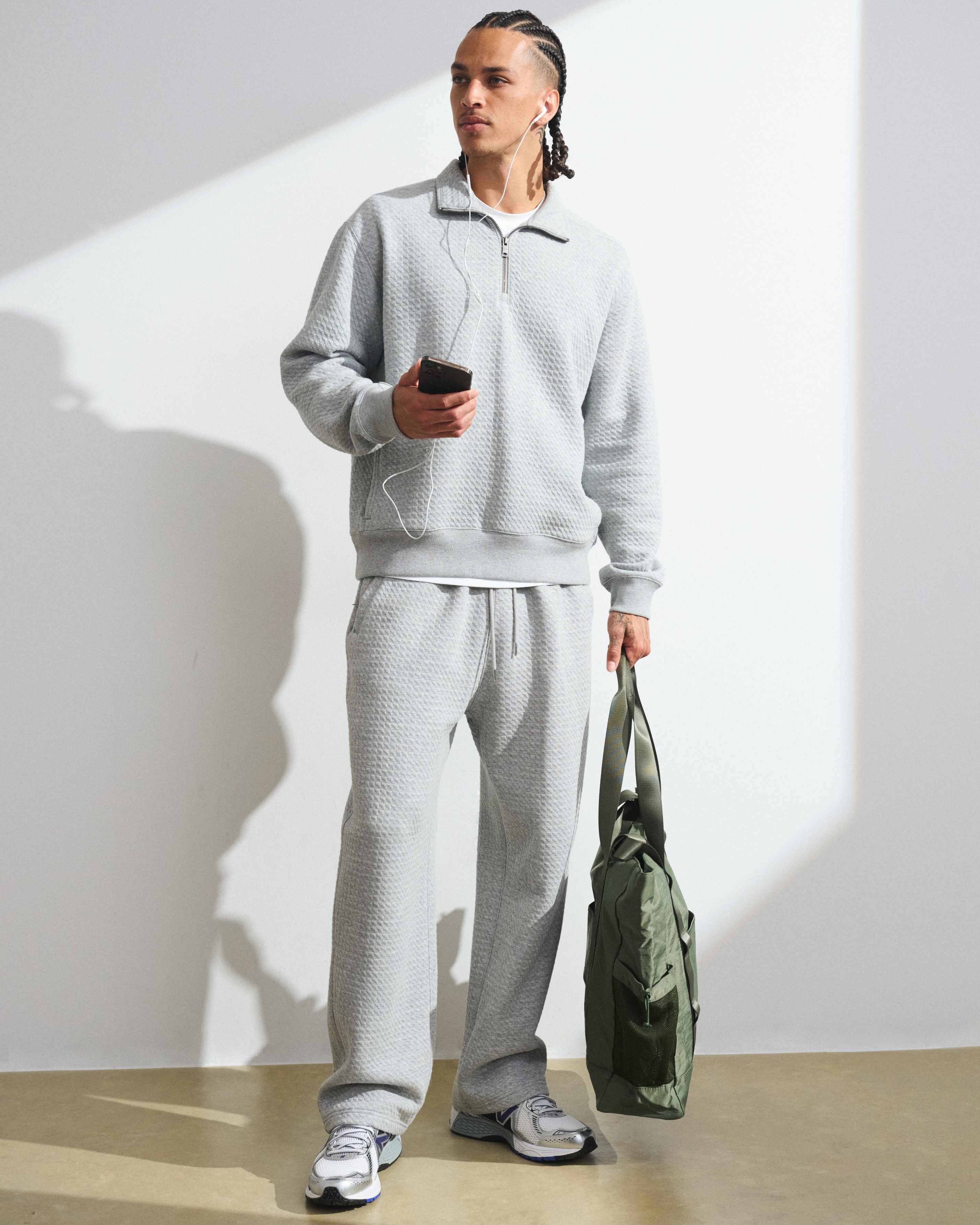 Мужские худи Abercrombie & Fitch YPB Waffle Texture Half-Zip Sweatshirt — фото 3