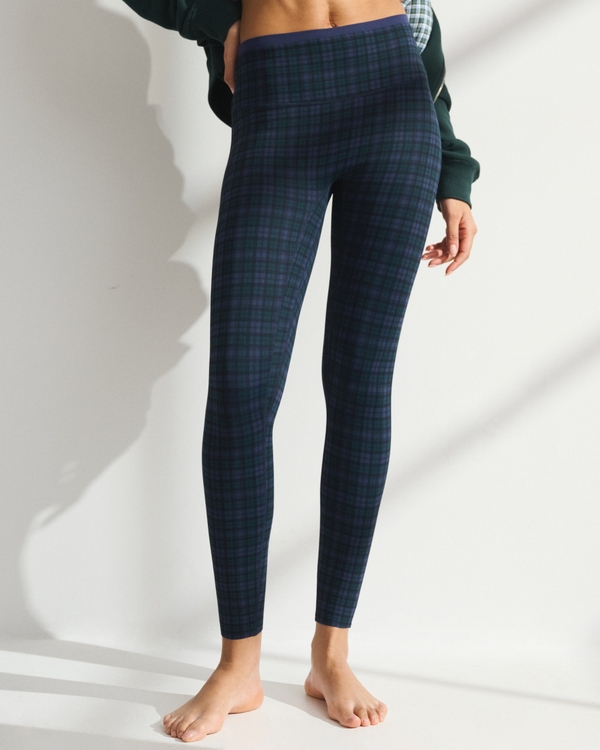 YPB studioFLEX 7/8-Length Legging, Navy Plaid view 2