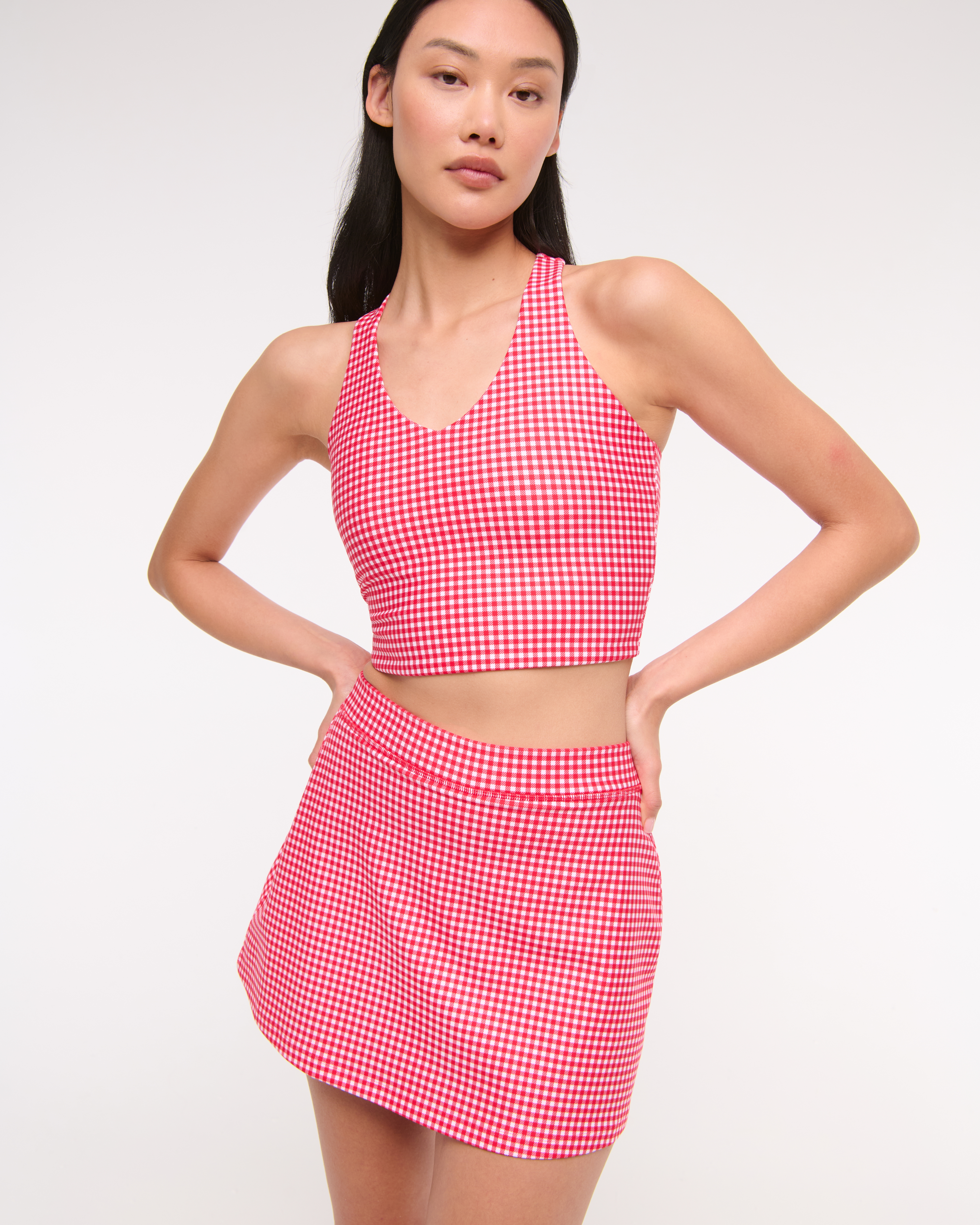 Abercrombie & Fitch Ypb Sculptlux Lined Clean Mini Skirt In Red