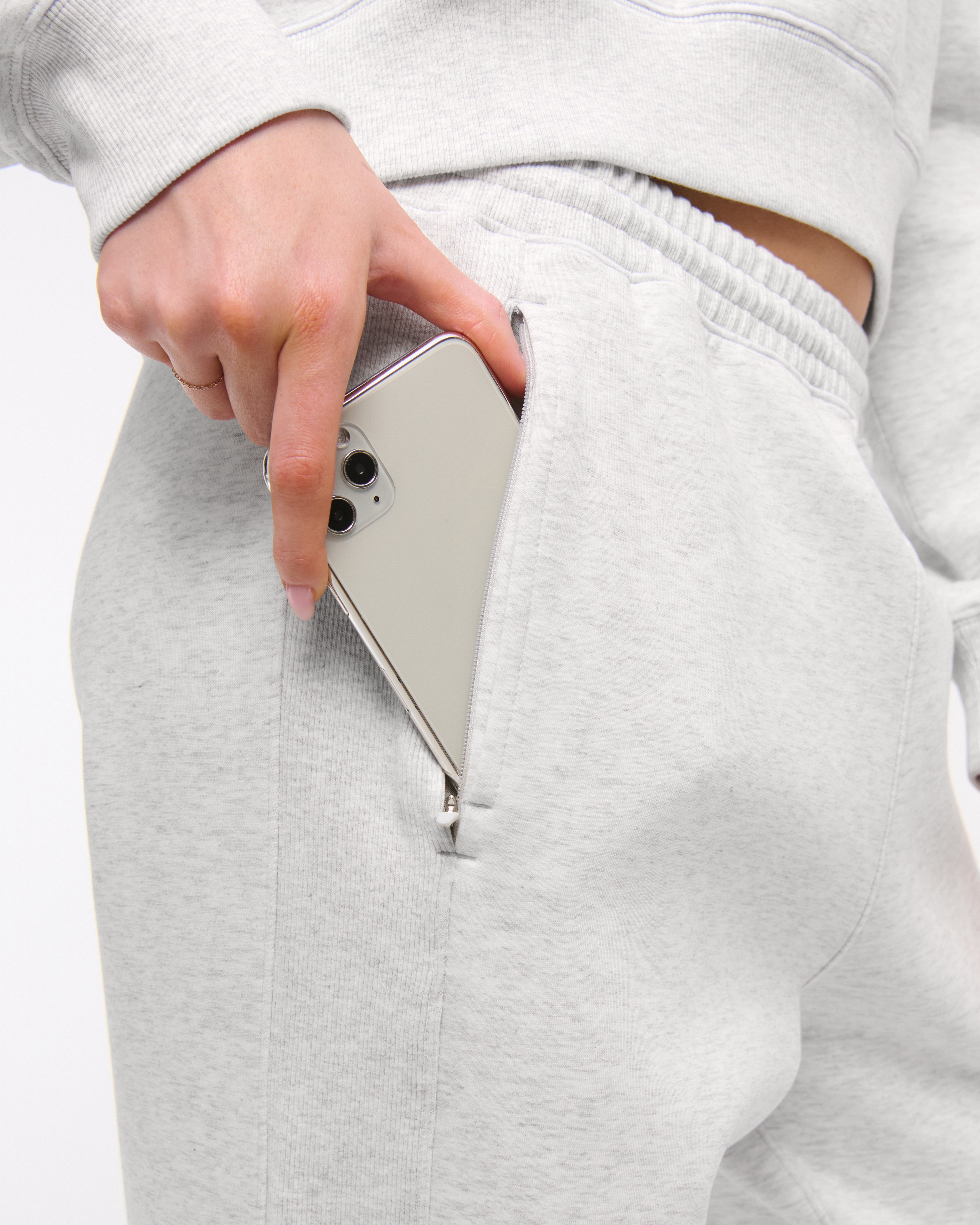 Abercrombie & Fitch Ypb Neoknit Max Mid Rise Cinched Pant In Gray