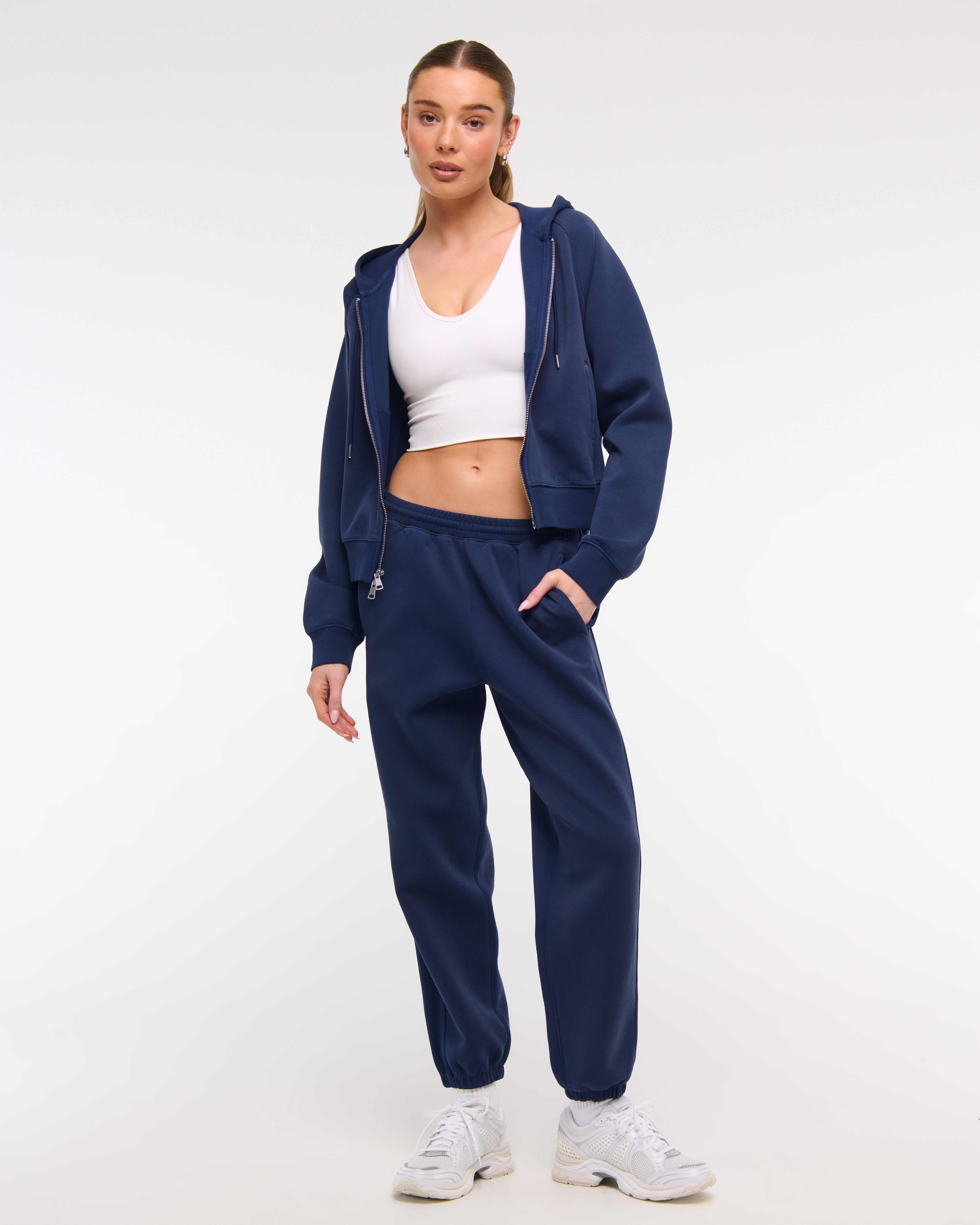 Abercrombie & Fitch Ypb Neoknit Max Mid Rise Cinched Pant In Blue