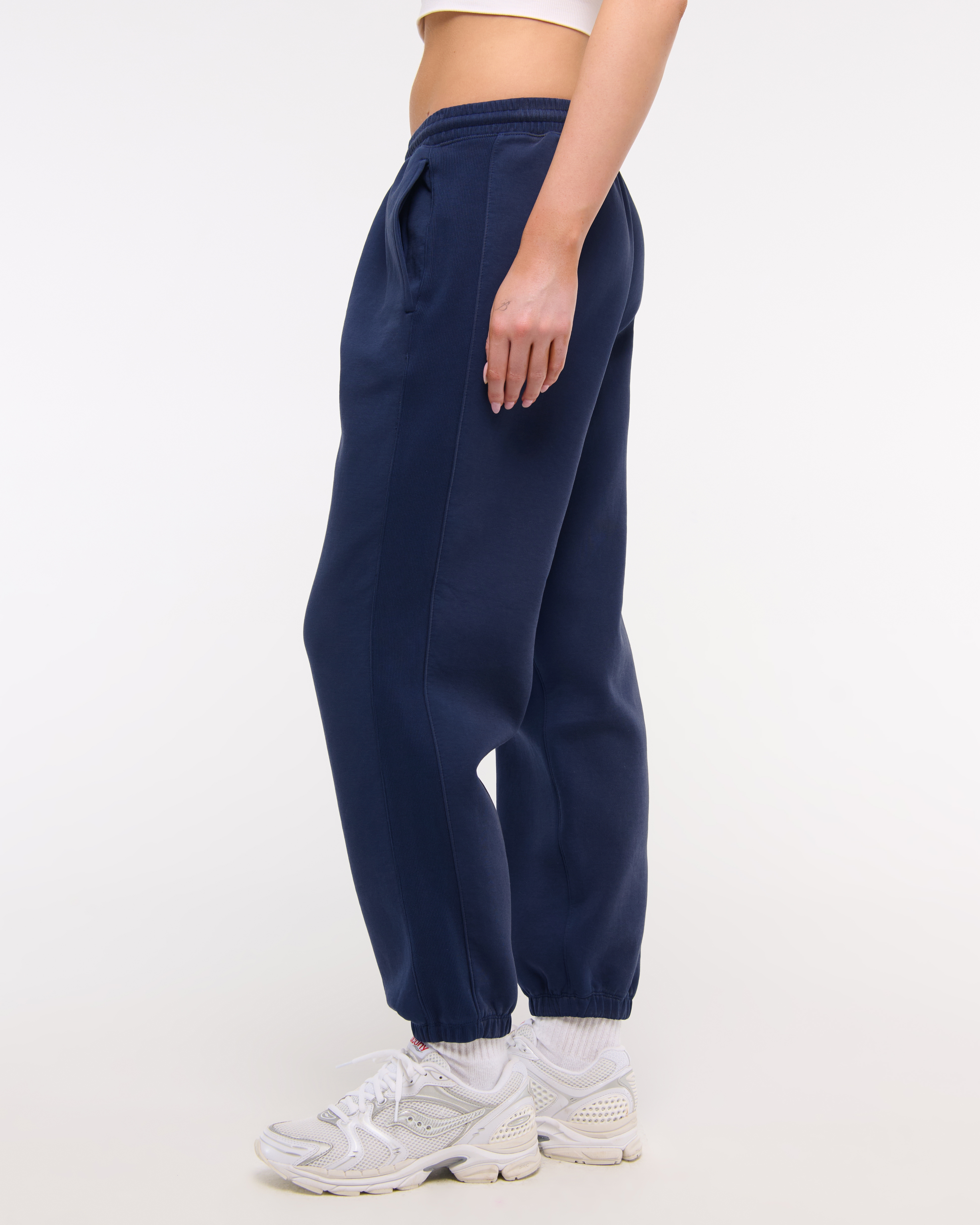 Abercrombie & Fitch Ypb Neoknit Max Mid Rise Cinched Pant In Blue