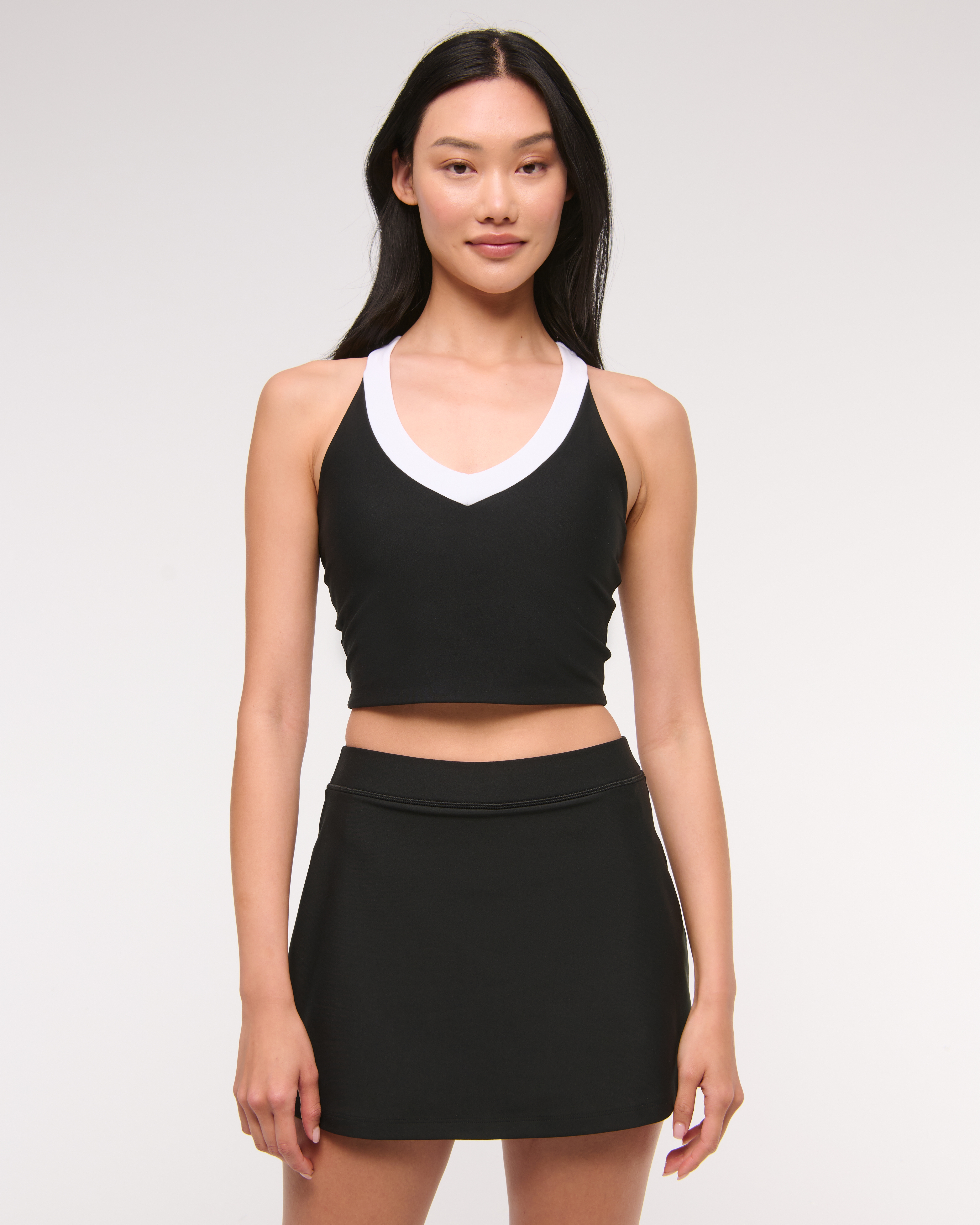 Abercrombie & Fitch Ypb Sculptlux Lined Clean Mini Skirt In Black