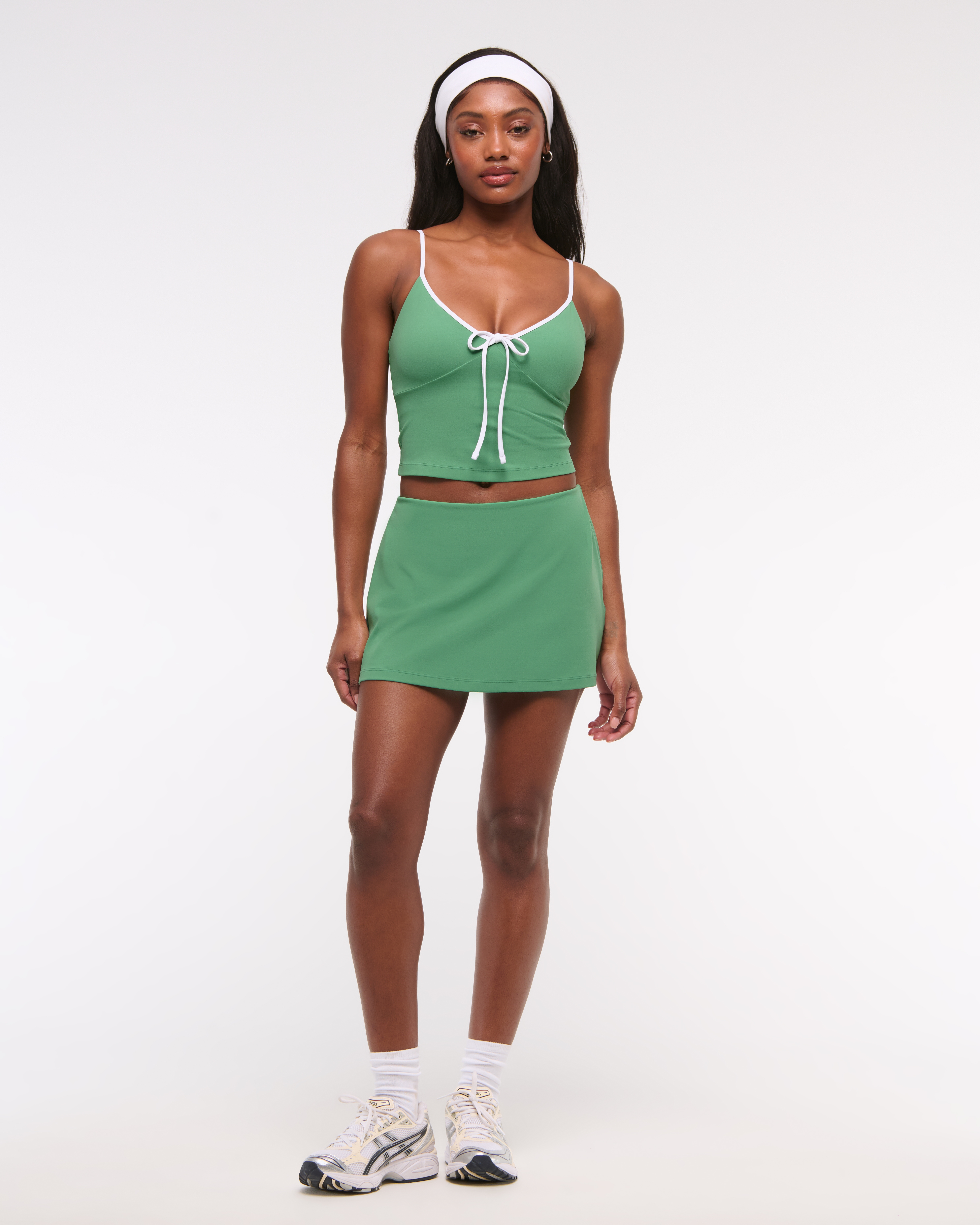 Abercrombie & Fitch Ypb Studioflex Mid Rise Mini Skirt In Green