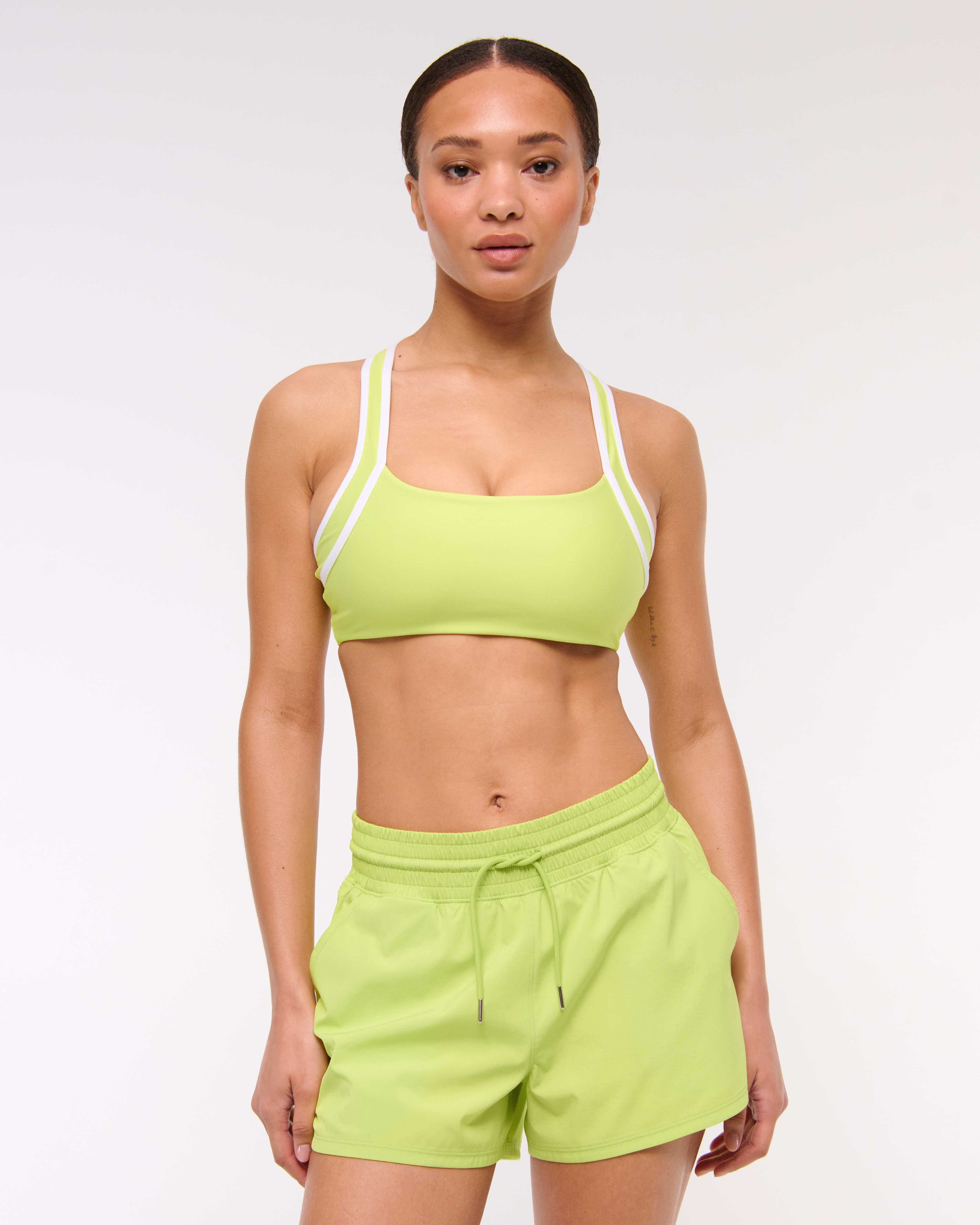 Abercrombie & Fitch Ypb Motiontek High Rise Lined Workout Short In Green