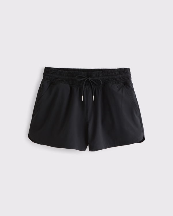 Short d’entraînement doublé à taille haute en tissu YPB motionTEK, Noir view 1