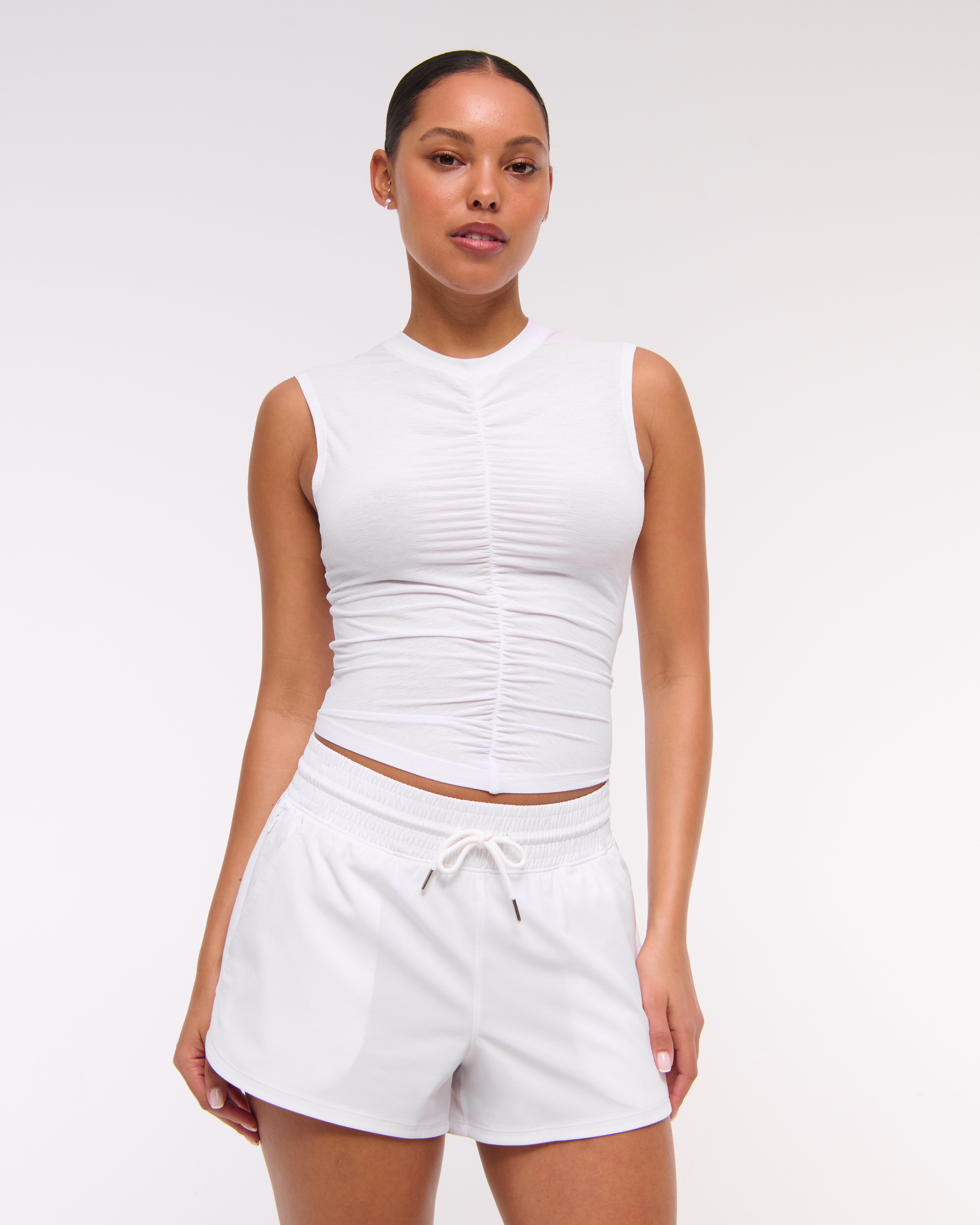 Abercrombie & Fitch Ypb Motiontek High Rise Lined Workout Short In White