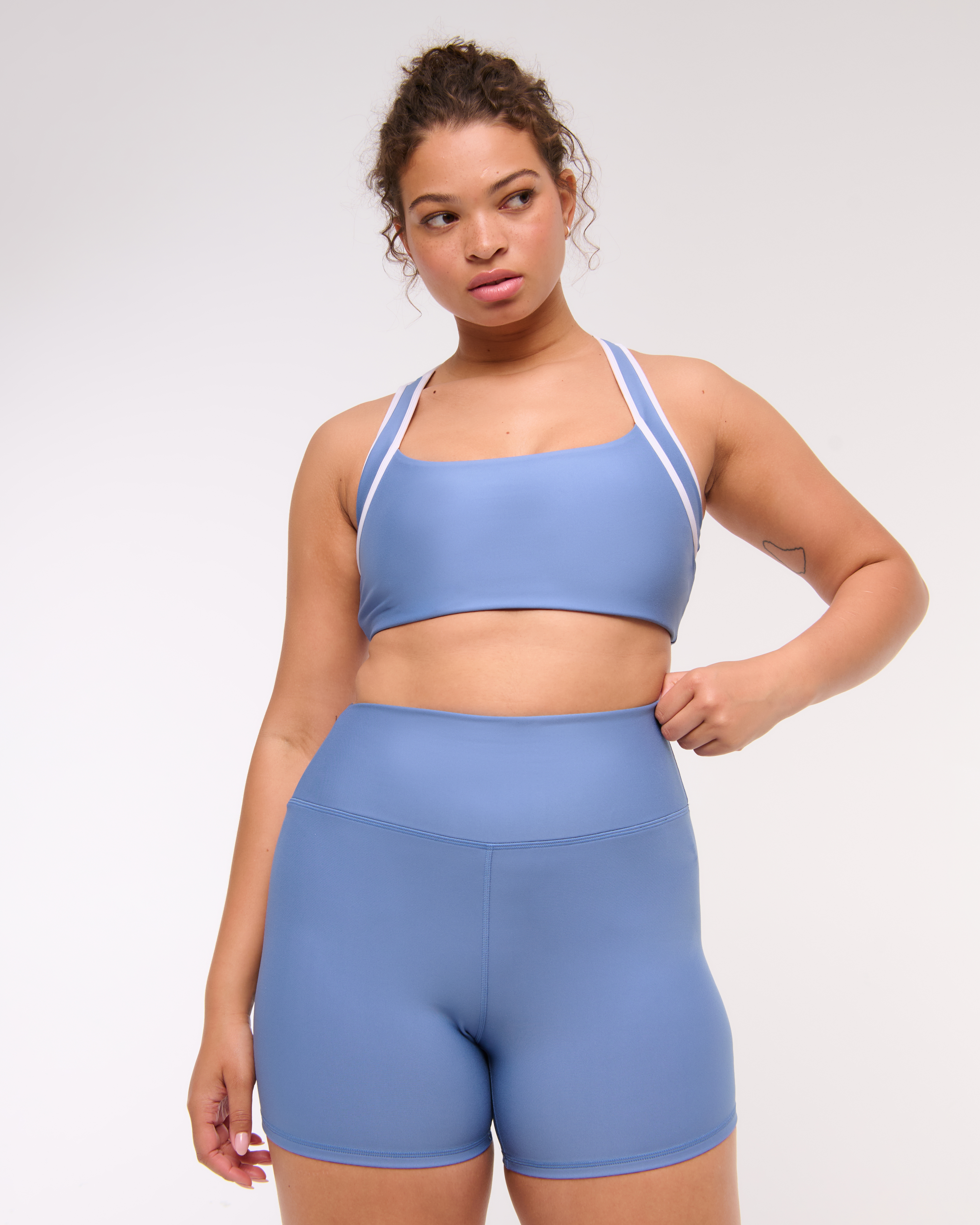 Abercrombie & Fitch Ypb Sculptlux Bike Short In Blue