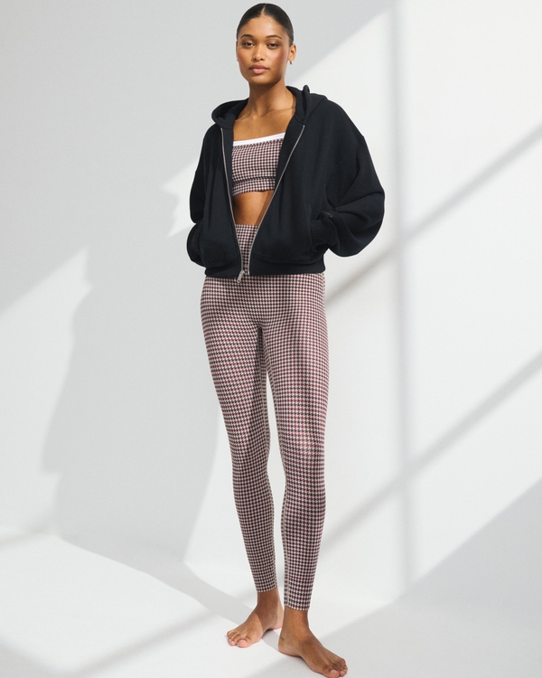 YPB Curve Love 7/8-Length Legging, Brown Houndstooth view 1