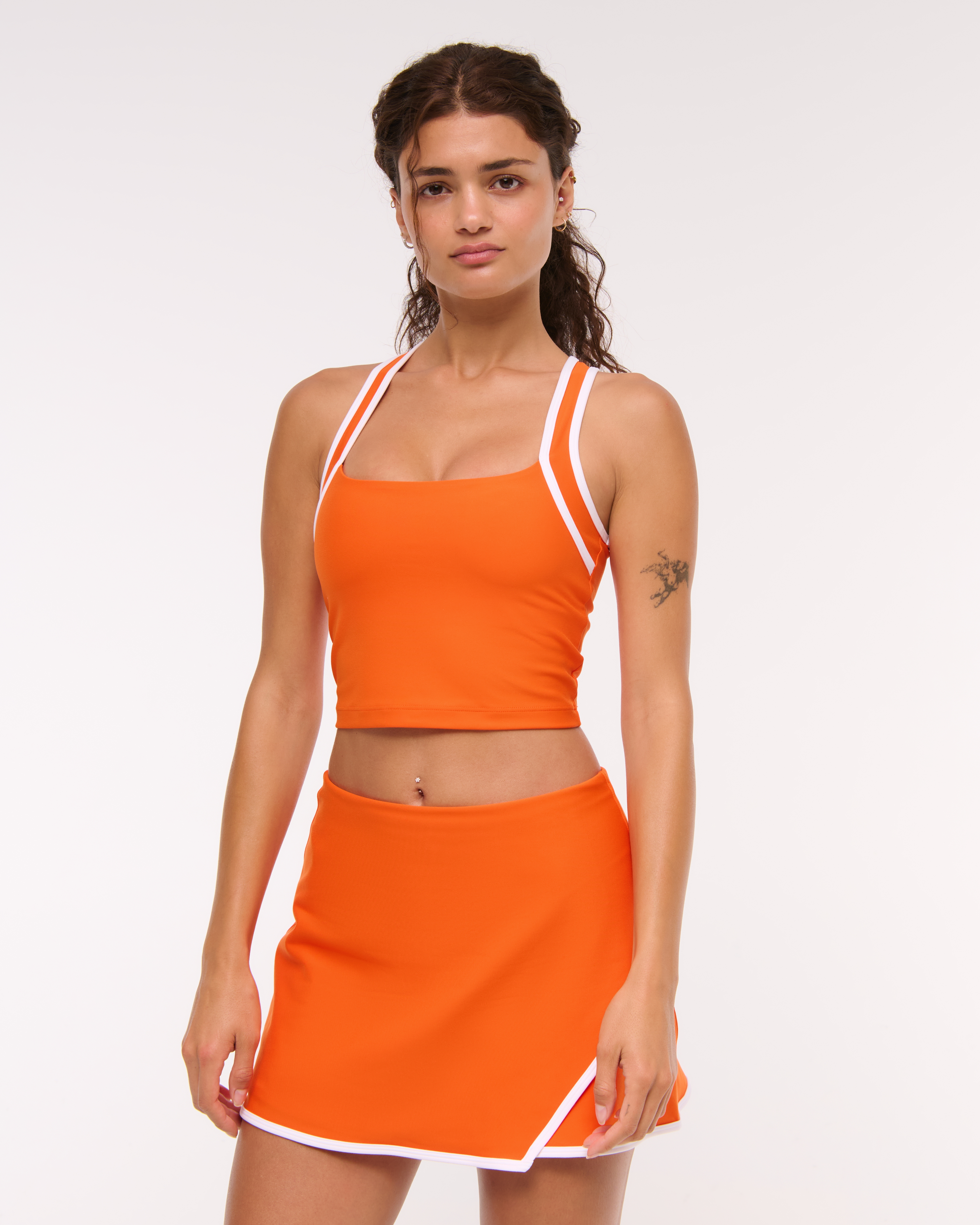 Abercrombie & Fitch Ypb Sculptlux Lined Wrap Skirt In Orange