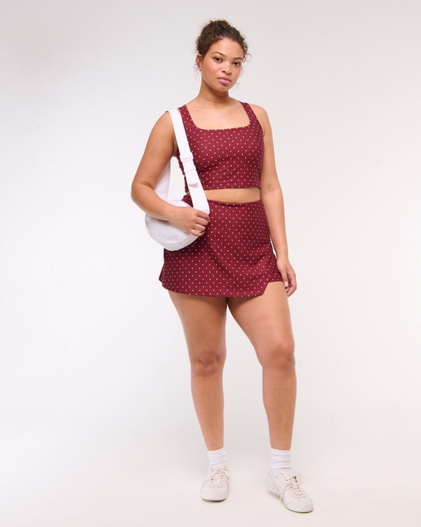 YPB sculptLUX Lined Wrap Skirt, Rich Red Dot view 2