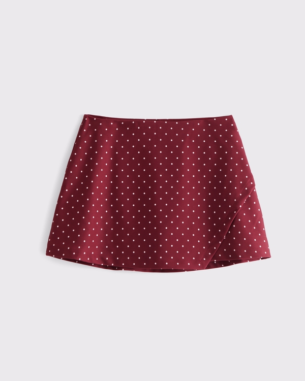 YPB sculptLUX Lined Wrap Skirt, Rich Red Dot view 1