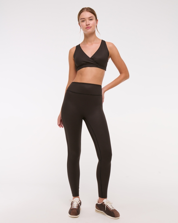YPB studioFLEX 7/8-Length Legging, Brown Gingham view 1