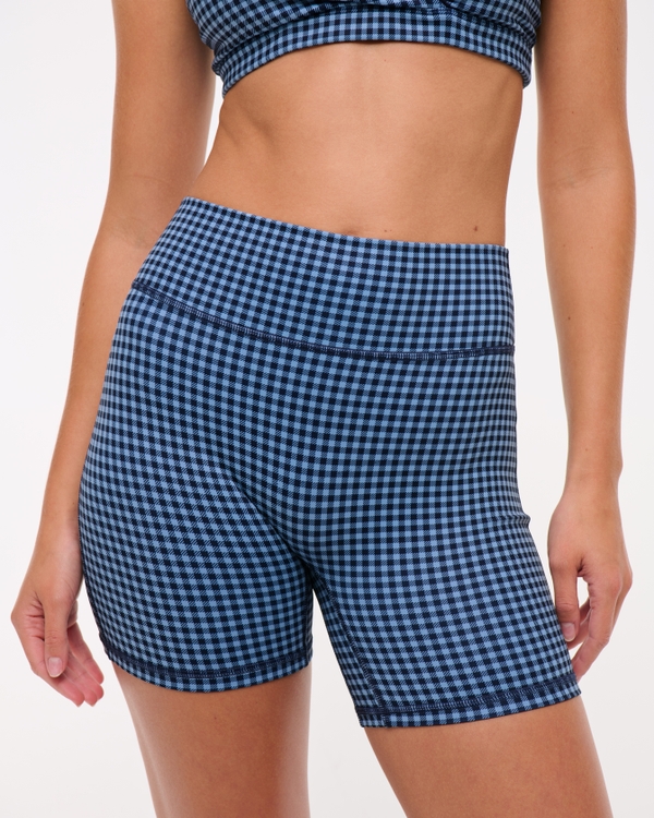 YPB studioFLEX Bike Short, Blue Gingham view 2