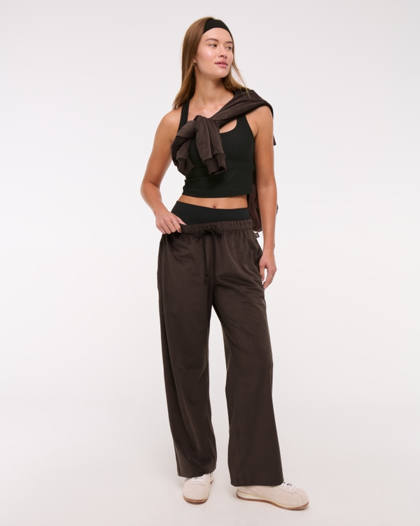 YPB superSOFT Rib Wide Leg Sweatpant, Coffee view 1