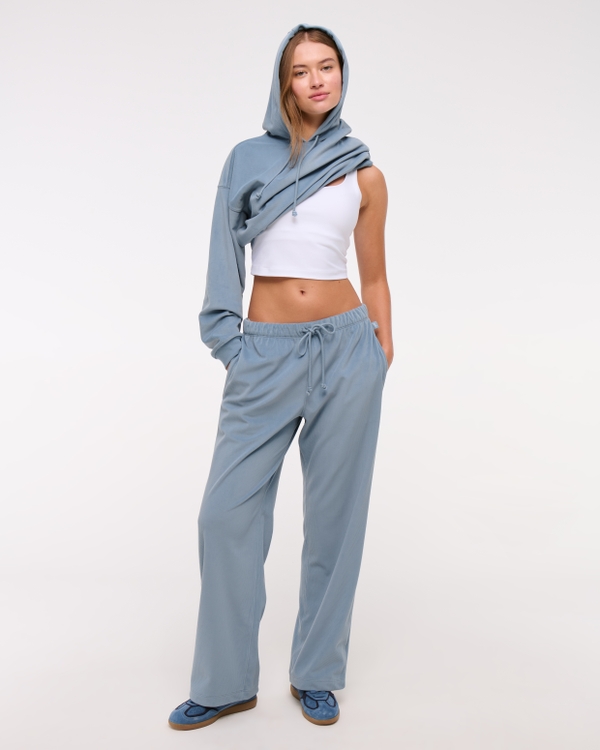 YPB superSOFT Rib Wide Leg Sweatpant, Light Blue view 1