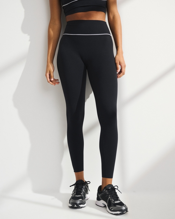 YPB studioFLEX Curve Love 7/8-Length Legging, Black With Picot Trim view 2