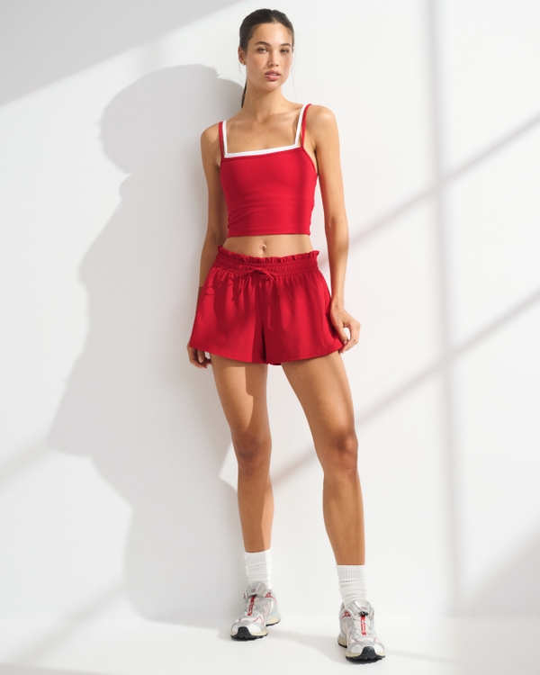 YPB motionTEK High Rise Lined Running Short, Vivid Red view 1