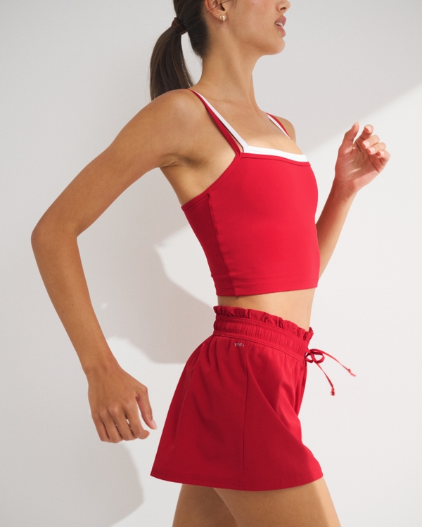 YPB motionTEK High Rise Lined Running Short, Vivid Red view 2