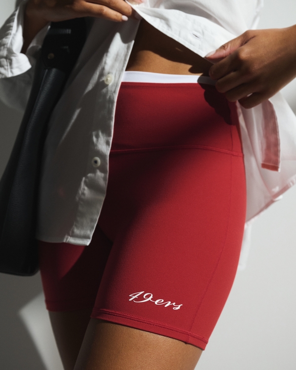 San Francisco 49ers YPB studioFLEX Bike Short, Red-49ers view 2