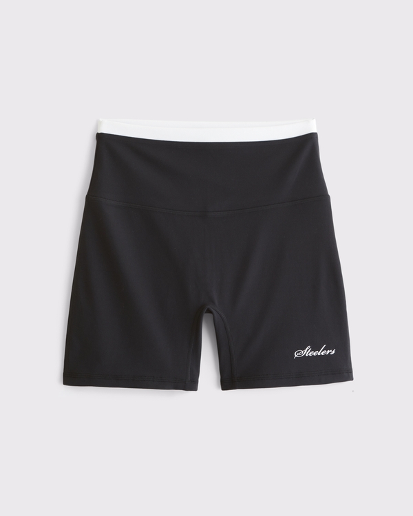 Pittsburgh Steelers YPB studioFLEX Bike Short, Black-steelers view 1