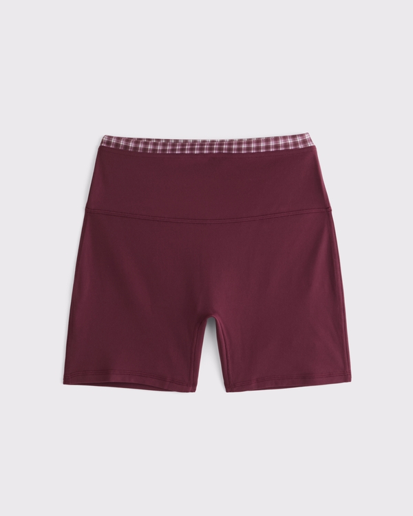 YPB studioFLEX Bike Short, Maroon Check view 1