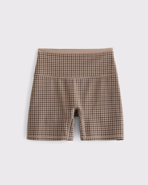 YPB studioFLEX Bike Short, Chocolate Mousse Check view 1