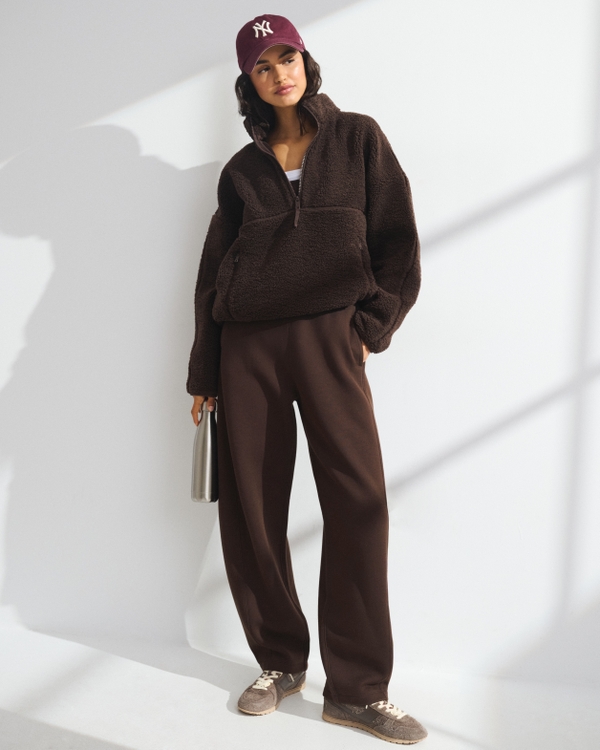 YPB neoKNIT SOFT On The Go Barrel Leg Sweatpant, Espresso view 1