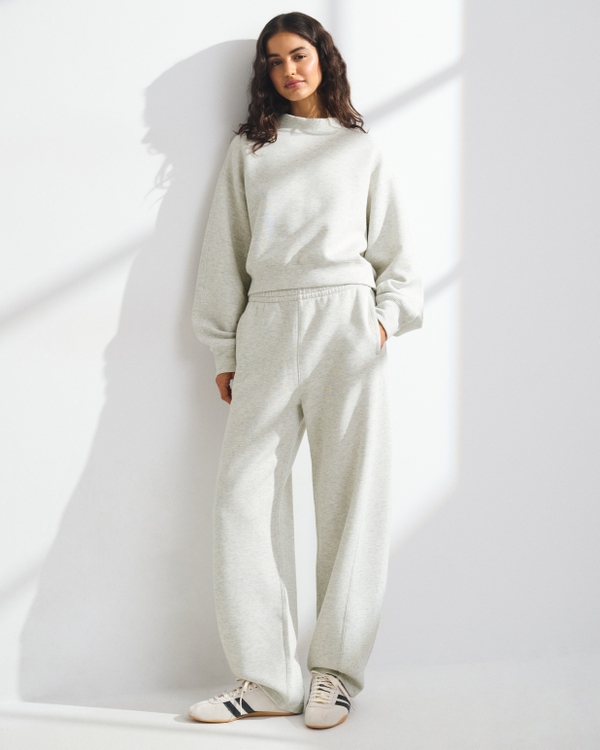YPB neoKNIT SOFT On The Go Barrel Leg Sweatpants, Heather Grey view 1