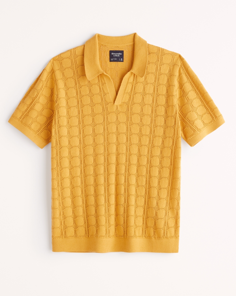 Men’s Johnny Collar Textured Sweater Polo | Men’s Tops | Abercrombie