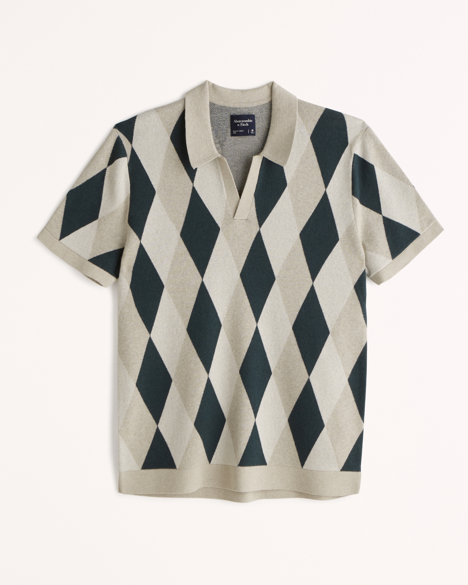 Argyle Johnny Collar Sweater Polo